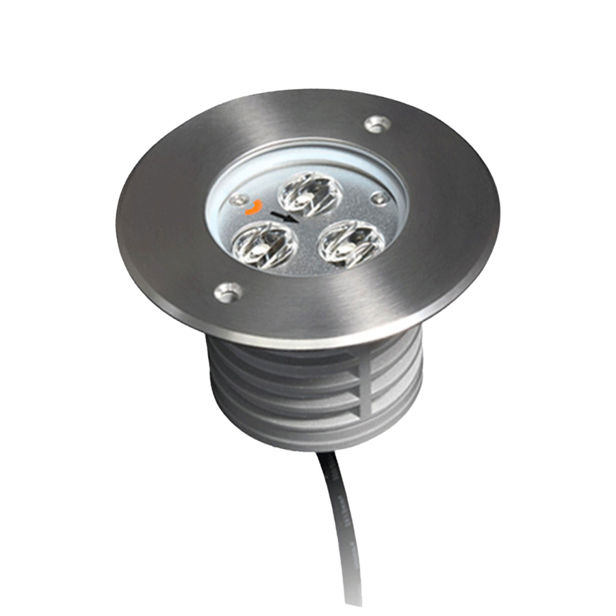 Mobilux LED-Bodeneinbaustrahler IP67 R240V 3x3W 45° 3000K silber 02000201