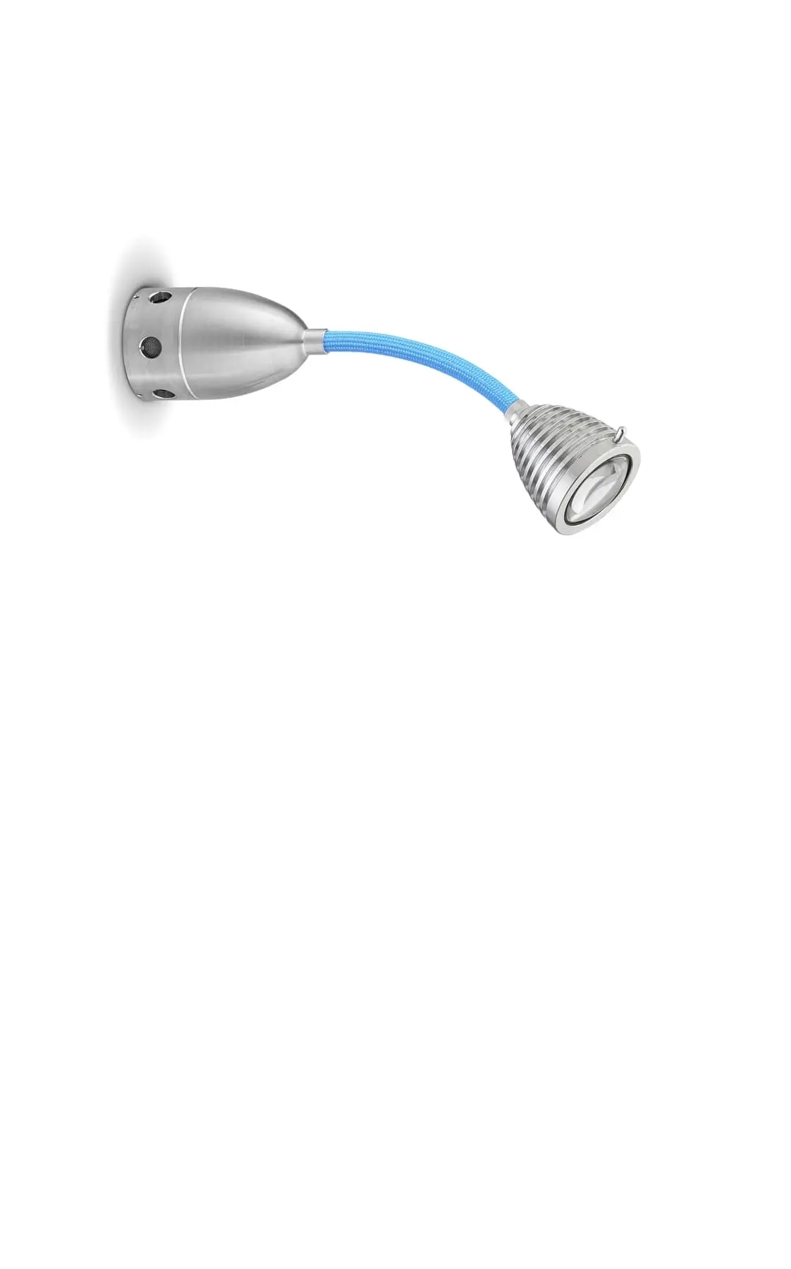 Less ́n ́more ATHENE LED-Wand-/Deckenleuchte, 15 cm Flexwelle Blau, Kopf Alu, Casambi A-BDL1-C-KA-FTB