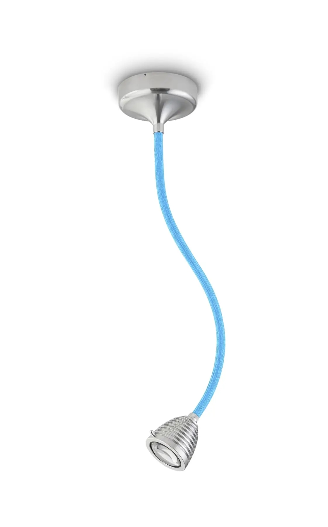Less ́n ́more ATHENE LED-Wand- /Deckenleuchte, 45 cm Flexwelle Blau, Kopf Alu, phasendimmbar A-WDL2-P-KA-FTB