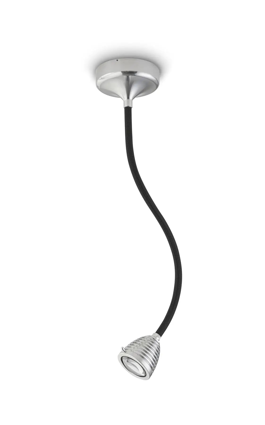 Less ́n ́more ATHENE LED-Wand- /Deckenleuchte, 45 cm Flexwelle Schwarz, Kopf Alu, mit Tastdimmer A-WDL2-S-KA-FTS