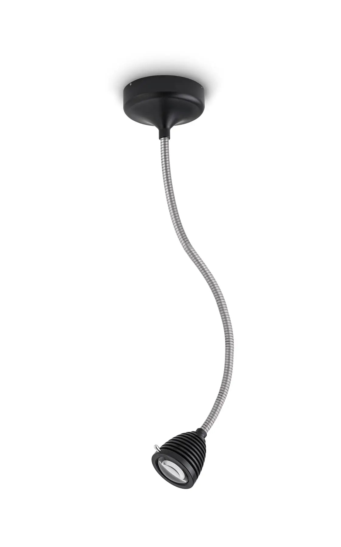 Less ́n ́more ATHENE LED-Wand- /Deckenleuchte, 45 cm Flexwelle Aluminium, Kopf Schwarz, mit Tastdimmer A-WDL2-S-KS-FA
