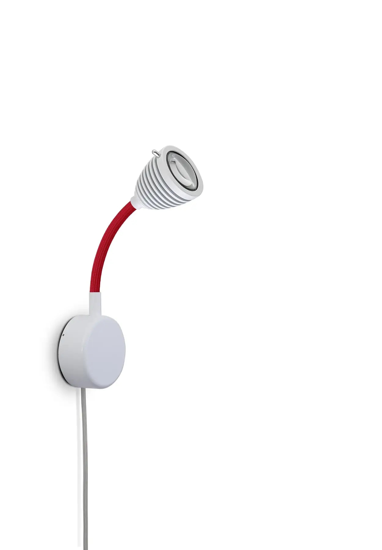 Less ́n ́more ATHENE LED-Wandleuchte, 15 cm Flexwelle Rot, Kopf weiß, mit Tastdimmer A-BWL1-V-KW-FTR