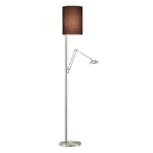 LED-Deckenfluter KIRA (mit Lesearm) Nickel matt/Chintz Taupe