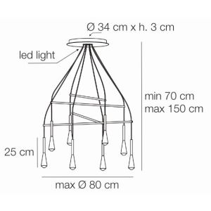 Elesi Luce LED-Pendelleuchte Iconic Suspension 8 Pendel 70 cm 4708