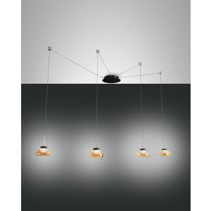 Fabas Luce 4er-LED-Pendelleuchte ARABELLA amber 3547-49-125