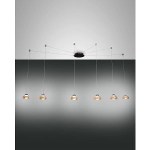 Fabas Luce 6er-LED-Pendelleuchte ARABELLA amber 3547-46-125