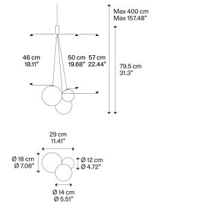 Lodes 3er-LED-Pendelleuchte RANDOM 16420