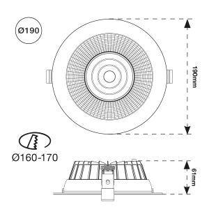 TLG SLC LED-Einbaustrahler SHIFT 19cm 13Watt schwarz SLC1527