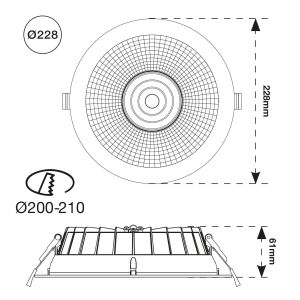 TLG SLC LED-Einbaustrahler SHIFT 23cm 18Watt schwarz SLC1528