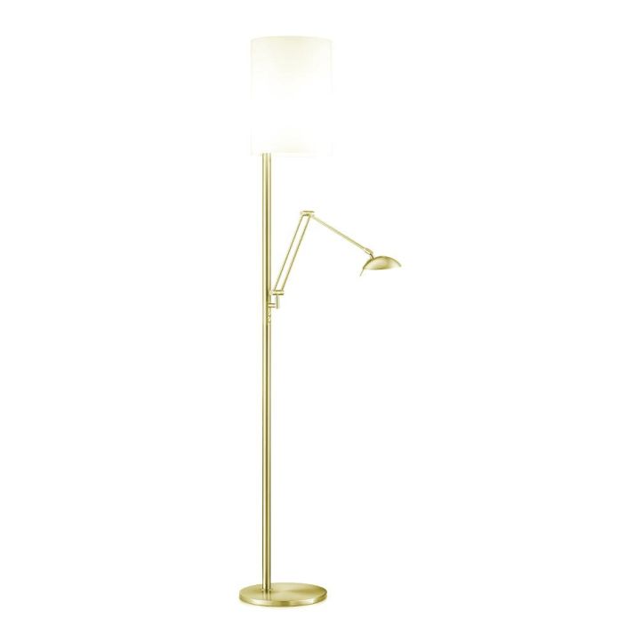 GKS Knapstein LED-Deckenfluter KIRA (mit Lesearm) Messing matt/Opalglas weiß 41.952.03-1
