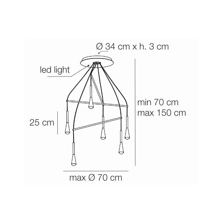 Elesi Luce LED-Pendelleuchte Iconic Suspension 8 Pendel 70 cm 4707 Elesi Luce LED-Pendelleuchte Iconic Suspension 8 Pendel 70 cm 4707