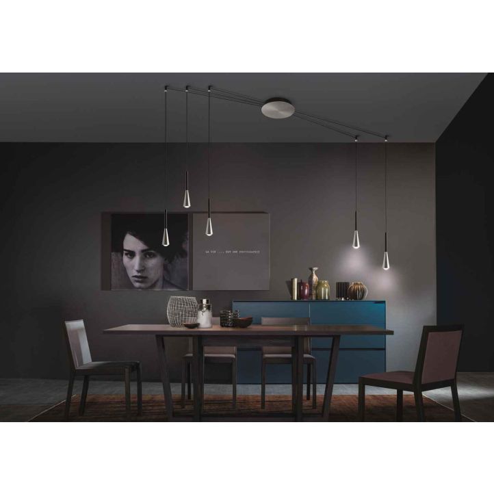 Elesi Luce LED-Pendelleuchte Iconic Suspension 5 Pendel Aluminium gebürstet + Schwarz 4000 Kelvin (neutralweiß) 04706ANDNXXXX Elesi Luce LED-Pendelleuchte Iconic Suspension 5 Pendel Aluminium gebürstet + Schwarz 4000 Kelvin (neutralweiß) 04706ANDNXXXX