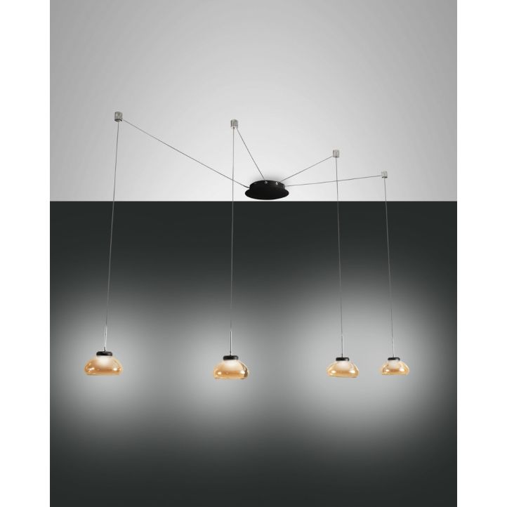 Fabas Luce 4er-LED-Pendelleuchte ARABELLA amber 3547-49-125 Fabas Luce 4er-LED-Pendelleuchte ARABELLA amber 3547-49-125