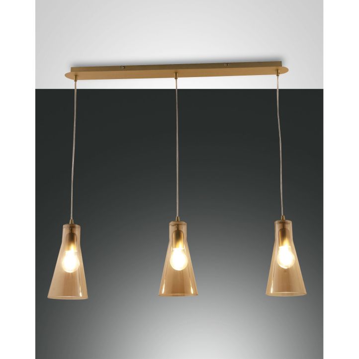 Fabas Luce 3er-Pendelleuchte DAFNE Messing/amber 3596-47-125 Fabas Luce 3er-Pendelleuchte DAFNE Messing/amber 3596-47-125