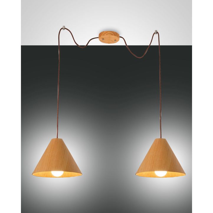 Fabas Luce 2er-Pendelleuchte ESINO Eiche 3630-46-215 Fabas Luce 2er-Pendelleuchte ESINO Eiche 3630-46-215