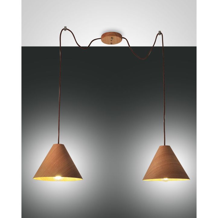 Fabas Luce 2er-Pendelleuchte ESINO Walnuss 3630-46-130 Fabas Luce 2er-Pendelleuchte ESINO Walnuss 3630-46-130