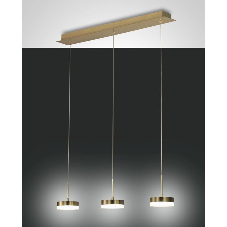 Fabas Luce 3er-LED-Pendelleuchte DUNK Messing satiniert 3239-47-119