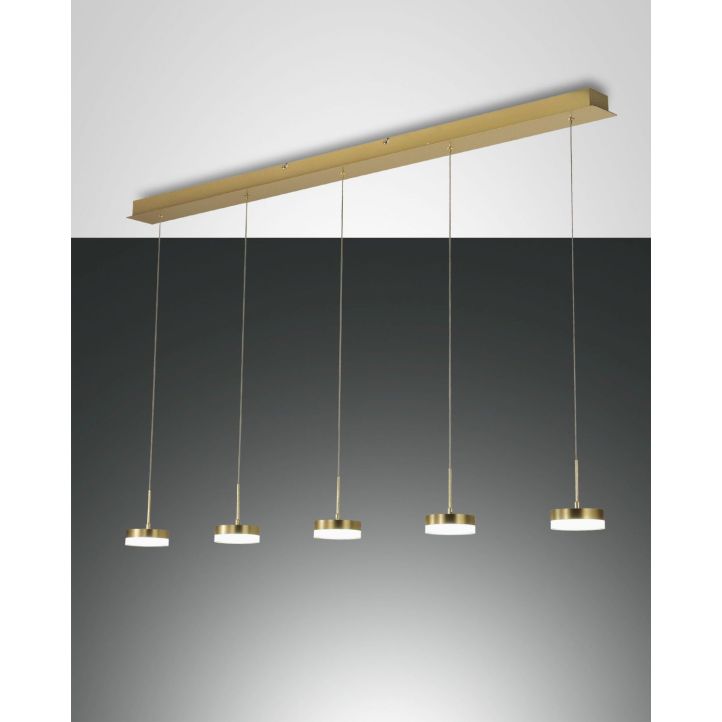 Fabas Luce 5er-LED-Pendelleuchte DUNK Messing satiniert 3239-48-119 Fabas Luce 5er-LED-Pendelleuchte DUNK Messing satiniert 3239-48-119