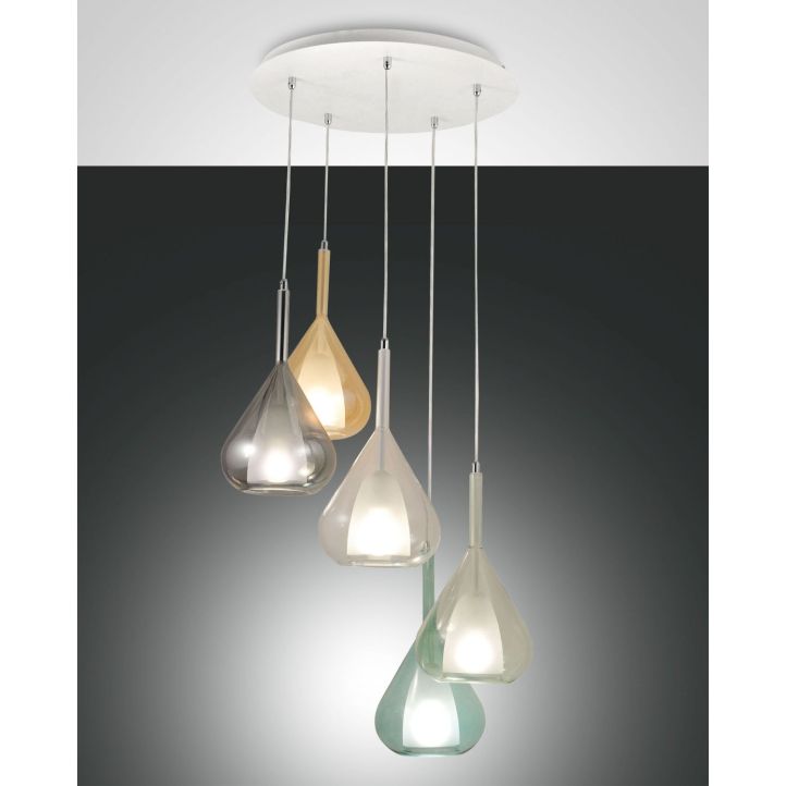 Fabas Luce 5er-Pendelleuchte LILA rund 3481-49-362 Fabas Luce 5er-Pendelleuchte LILA rund 3481-49-362