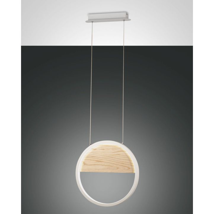 Fabas Luce LED-Pendelleuchte PIERRE Weiß/Holz 3695-40-102
