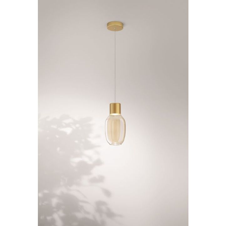LED-Pendelleuchte Lapo Gold Cognac LED-Pendelleuchte Lapo Gold Cognac