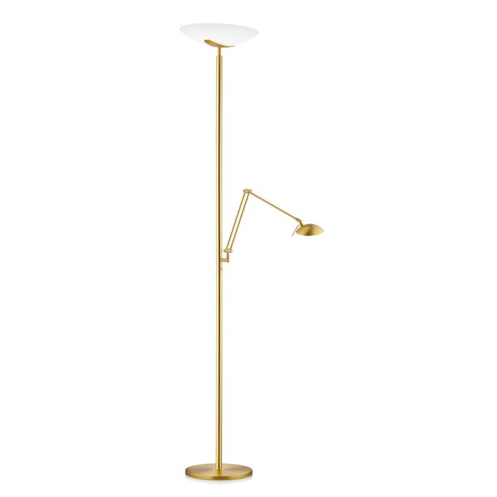 GKS Knapstein LED-Deckenfluter ALMA (mit Lesearm) Messing matt/Opalglas weiß 41.962.03 GKS Knapstein LED-Deckenfluter ALMA (mit Lesearm) Messing matt/Opalglas weiß 41.962.03