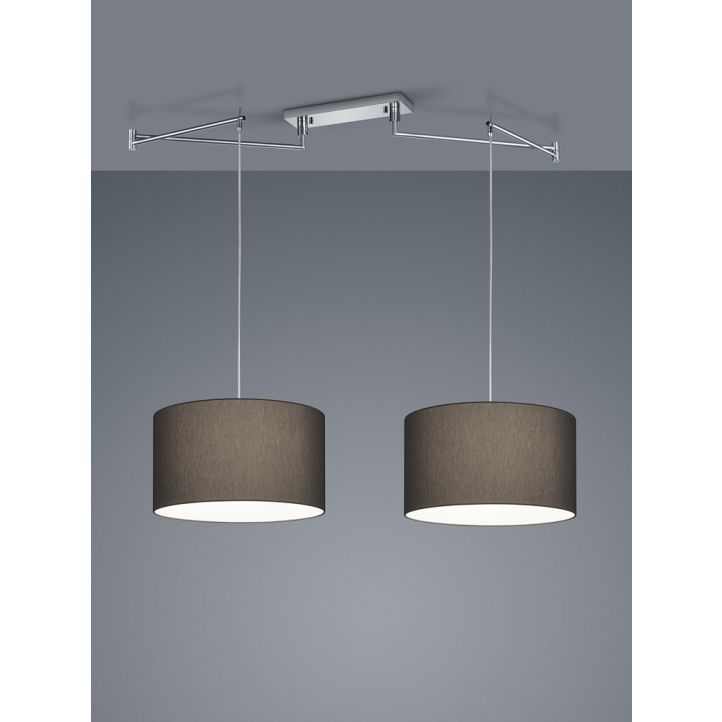 Helestra 2er-Pendelleuchte CERTO 45cm Chintz Anthrazit 26/1847.04/9289