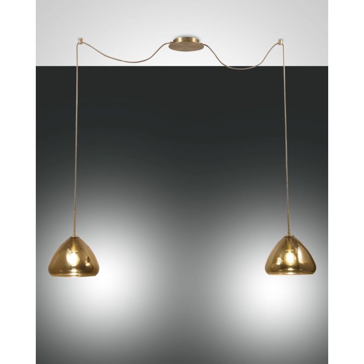 Fabas Luce 2er-Pendelleuchte GLOW Messing Amber 3667-42-118