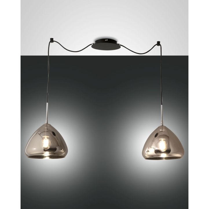 Fabas Luce 2er-Pendelleuchte GLOW Schwarz Verchromt 3667-42-138 Fabas Luce 2er-Pendelleuchte GLOW Schwarz Verchromt 3667-42-138