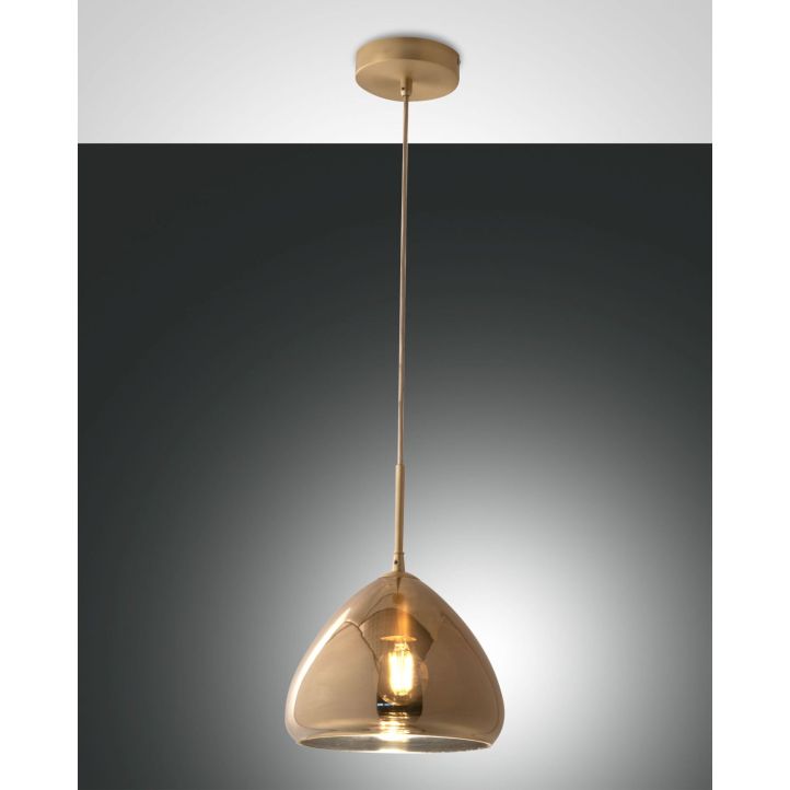 Fabas Luce Pendelleuchte GLOW Messing Amber 35 cm 3667-45-118 Fabas Luce Pendelleuchte GLOW Messing Amber 35 cm 3667-45-118