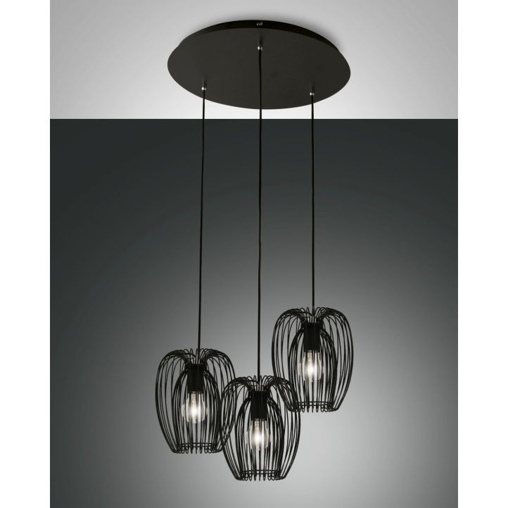 Fabas Luce 3er-Pendelleuchte CAMP Schwarz 50 cm 3677-47-101 Fabas Luce 3er-Pendelleuchte CAMP Schwarz 50 cm 3677-47-101