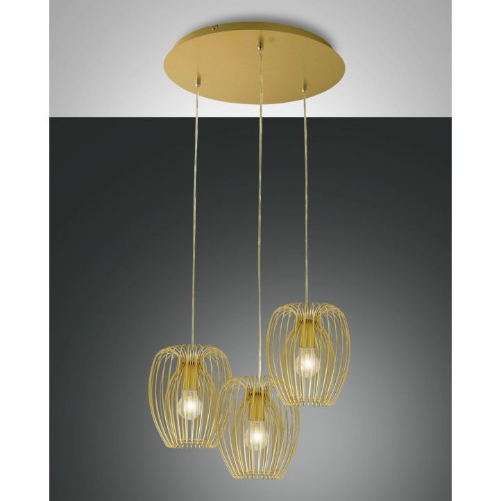 Fabas Luce 3er-Pendelleuchte CAMP Gold matt 50 cm 3677-47-225 Fabas Luce 3er-Pendelleuchte CAMP Gold matt 50 cm 3677-47-225