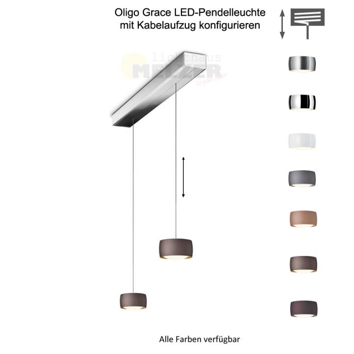 Oligo Grace Pendelleuchte mit 2 Pendeln und unsichtbarer Höhenverstellung Oligo Grace Pendelleuchte mit 2 Pendeln und unsichtbarer Höhenverstellung