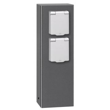 2-fach Schuko-Steckdosensäule 26cm graphit