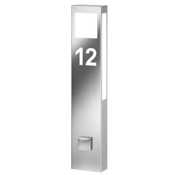 CMD LED-Pollerleuchte AQUA PAULO mit Hausnummer Edelstahl mit Steckdose 24/HN/ST