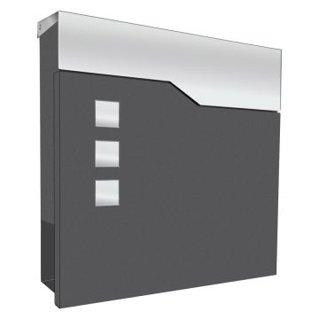 	LCD Briefkasten mit Zeitungsfach Edelstahl/anthrazit 3037