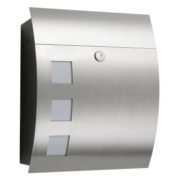 CMD Briefkasten mit Fenster; 14x31x40cm; Blende: Edelstahl; Korpus: Schwarz 46