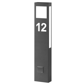 CMD LED-Pollerleuchte AQUA PAULO mit Hausnummer Anthrazit (mit Steckdose für EU-Stecker) 66/HN/ST