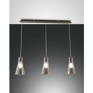 Fabas Luce 3er-Pendelleuchte DAFNE schwarz/fume 3596-47-126