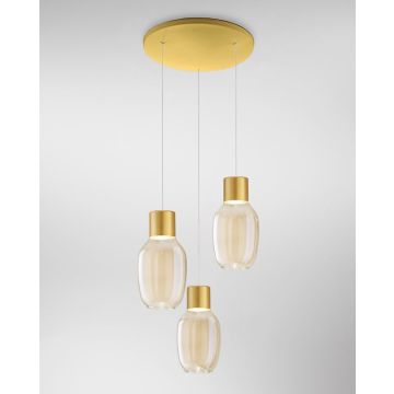 LED-Pendelleuchte Lapo Gold Cognac