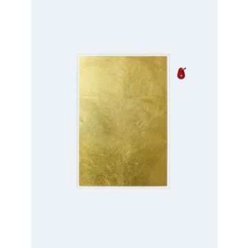 24 Karat Blau Flat Zusatzmodul von Ingo Maurer mit Blattgoldblende und roter Wandhalterung, flexibel kombinierbar für individuelle Lichtinstallationen.