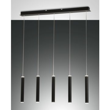 Fabas Luce LED-Pendelleuchte PRADO Schwarz 5-flammig 3685-48-101
