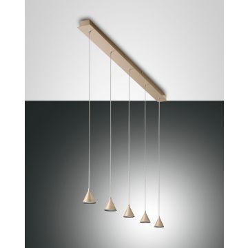 Fabas Luce 5er-LED-Pendelleuchte DELTA 136cm gold 3443-48-225