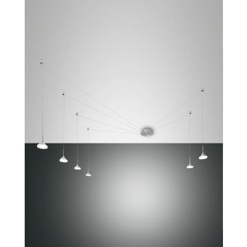 Fabas Luce 6er-LED-Pendelleuchte ISABELLA Alu 3410-46-212