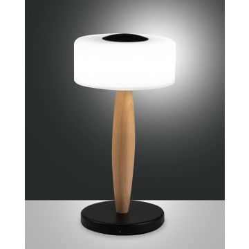 LED-Tischleuchte Elea Schwarz/Holz Eichenholz