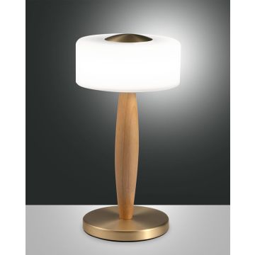 LED-Tischleuchte Elea Messing satiniert Eichenholz