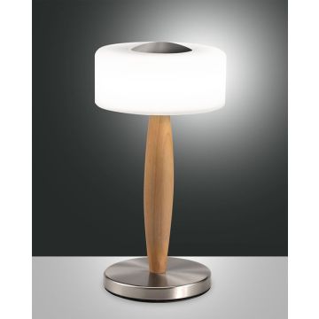 LED-Tischleuchte Elea Nickel satiniert Eichenholz