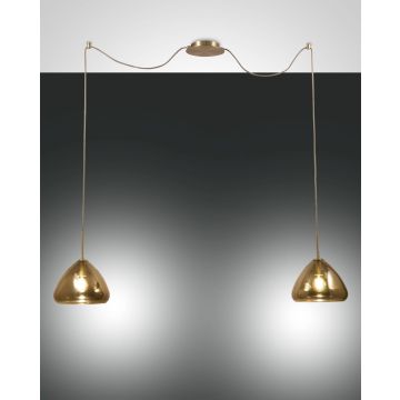 Fabas Luce 2er-Pendelleuchte GLOW Messing Amber 3667-42-118