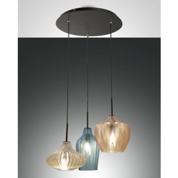 Fabas Luce 3er-Pendelleuchte OLBIA Bunt rund 3725-47-363