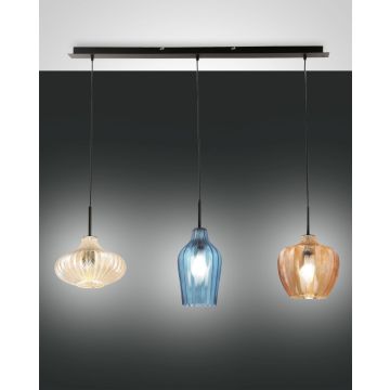 Fabas Luce 3er-Pendelleuchte OLBIA Bunt lang 3725-48-363